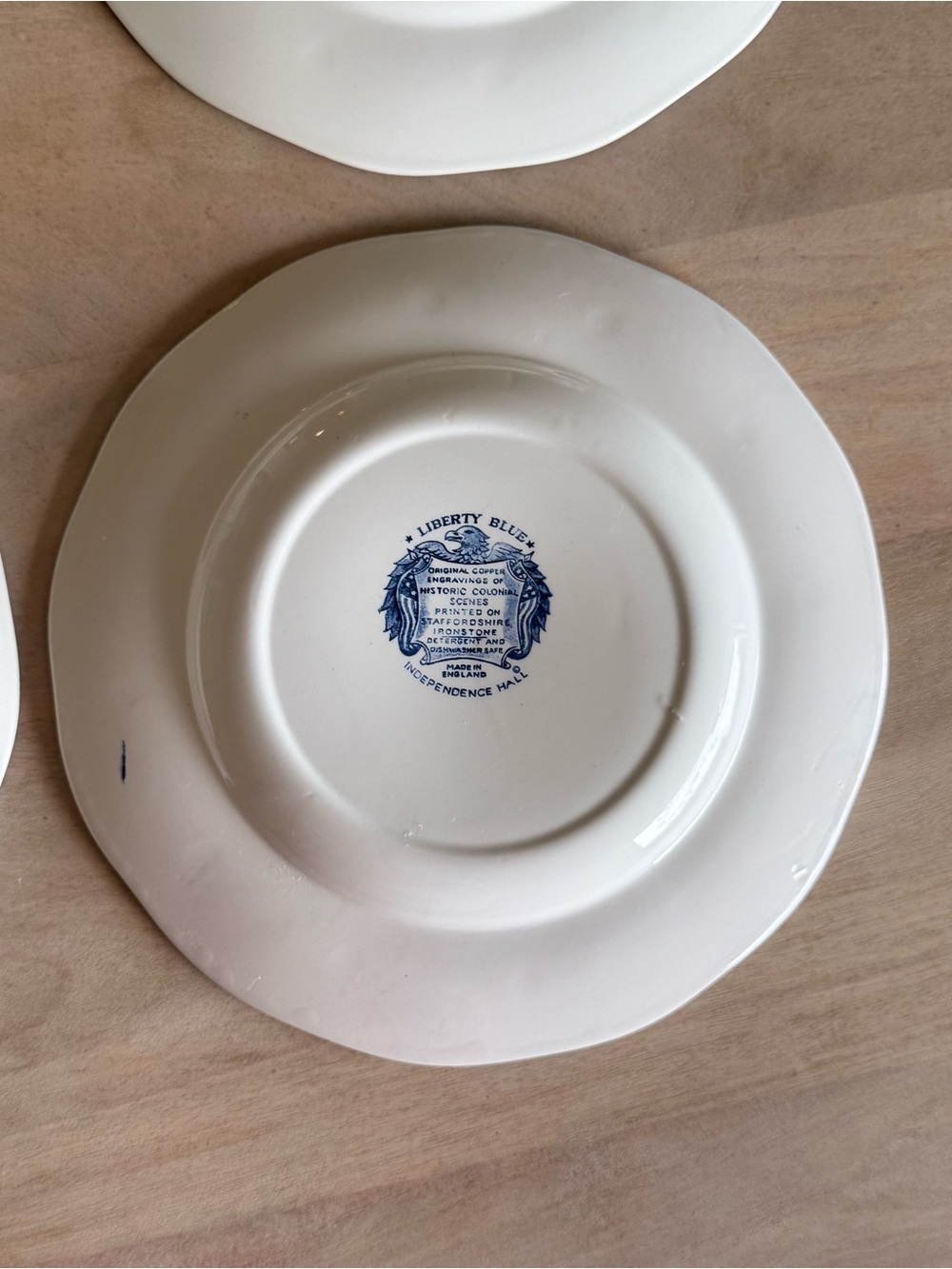 Gorgeous vintage set of 6 Liberty Blue Staffordshire Ironstone Dinner Plates - Picture 13 of 15
